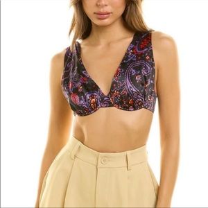 WeWoreWhat Paisley Underwire V-Neck Bralette